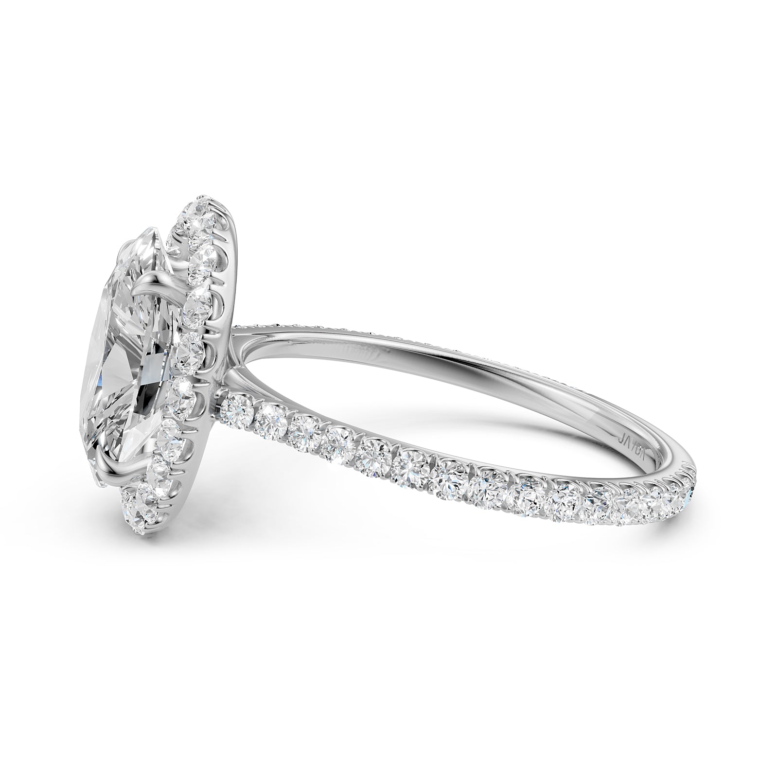 French U Pave Halo 2.54 Ctw. Round IGI Certified Diamond Engagement Ring