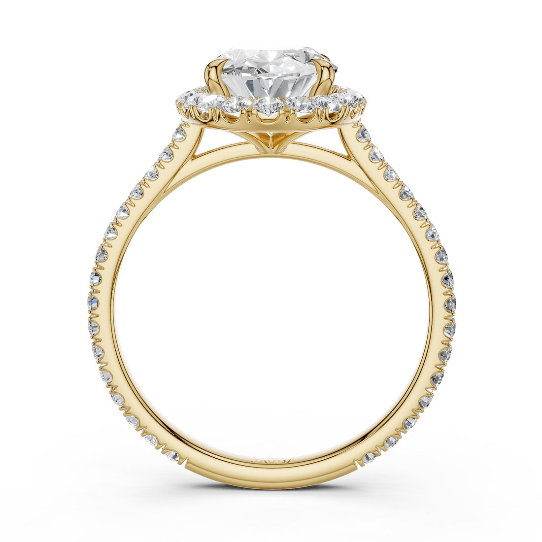 French U Pave Set Halo Lab Grown Diamond Oval Engagement Ring
