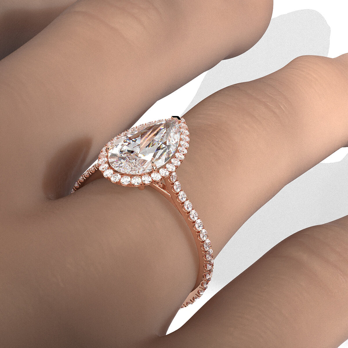 French U Pave Halo 2.54 Ctw. Round IGI Certified Diamond Engagement Ring