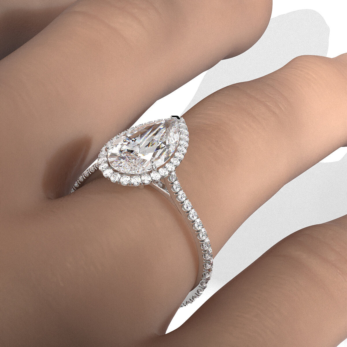 French U Pave Halo 2.54 Ctw. Round IGI Certified Diamond Engagement Ring