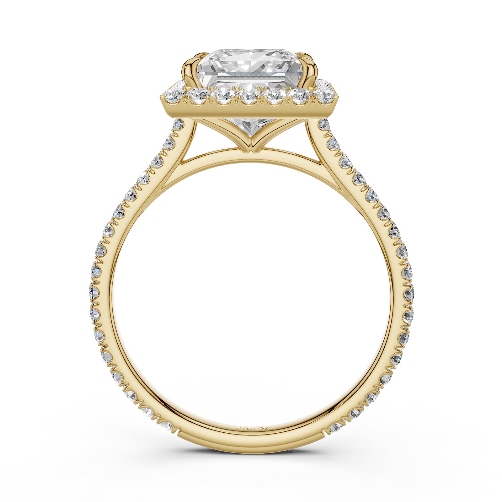 French U Pave Halo 2.54 Ctw. Round IGI Certified Diamond Engagement Ring