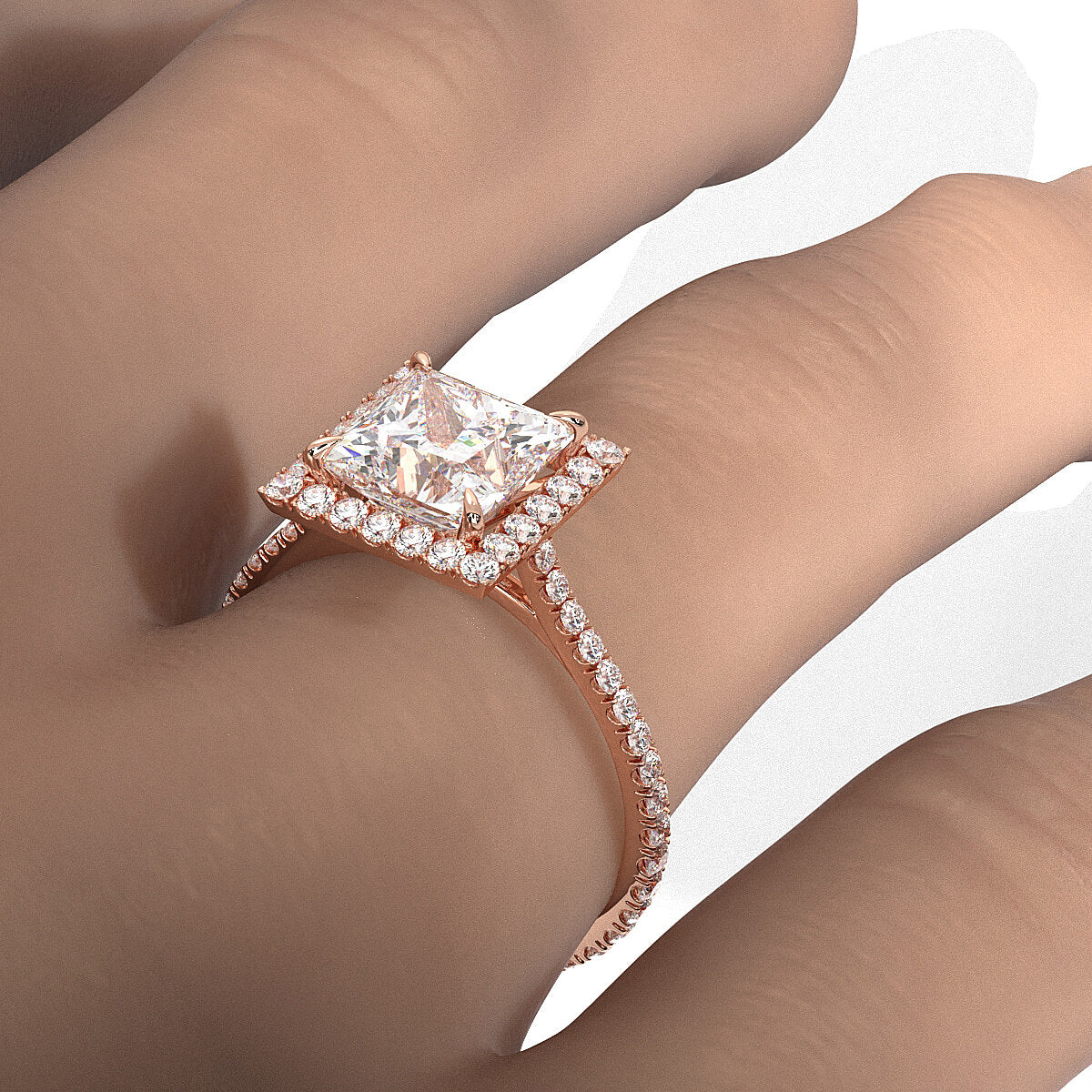 French U Pave Halo 2.54 Ctw. Round IGI Certified Diamond Engagement Ring