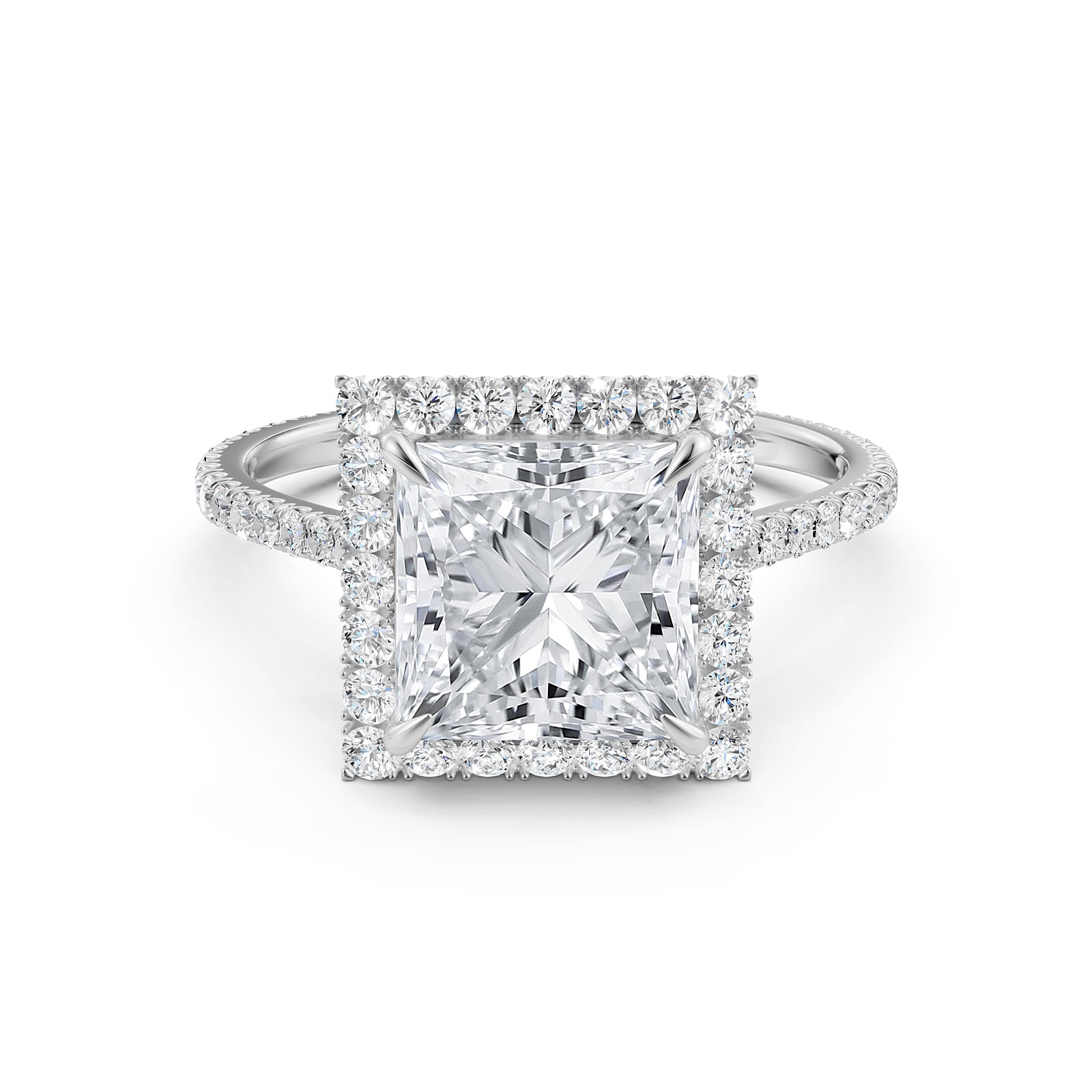 French U Pave Halo 2.54 Ctw. Round IGI Certified Diamond Engagement Ring