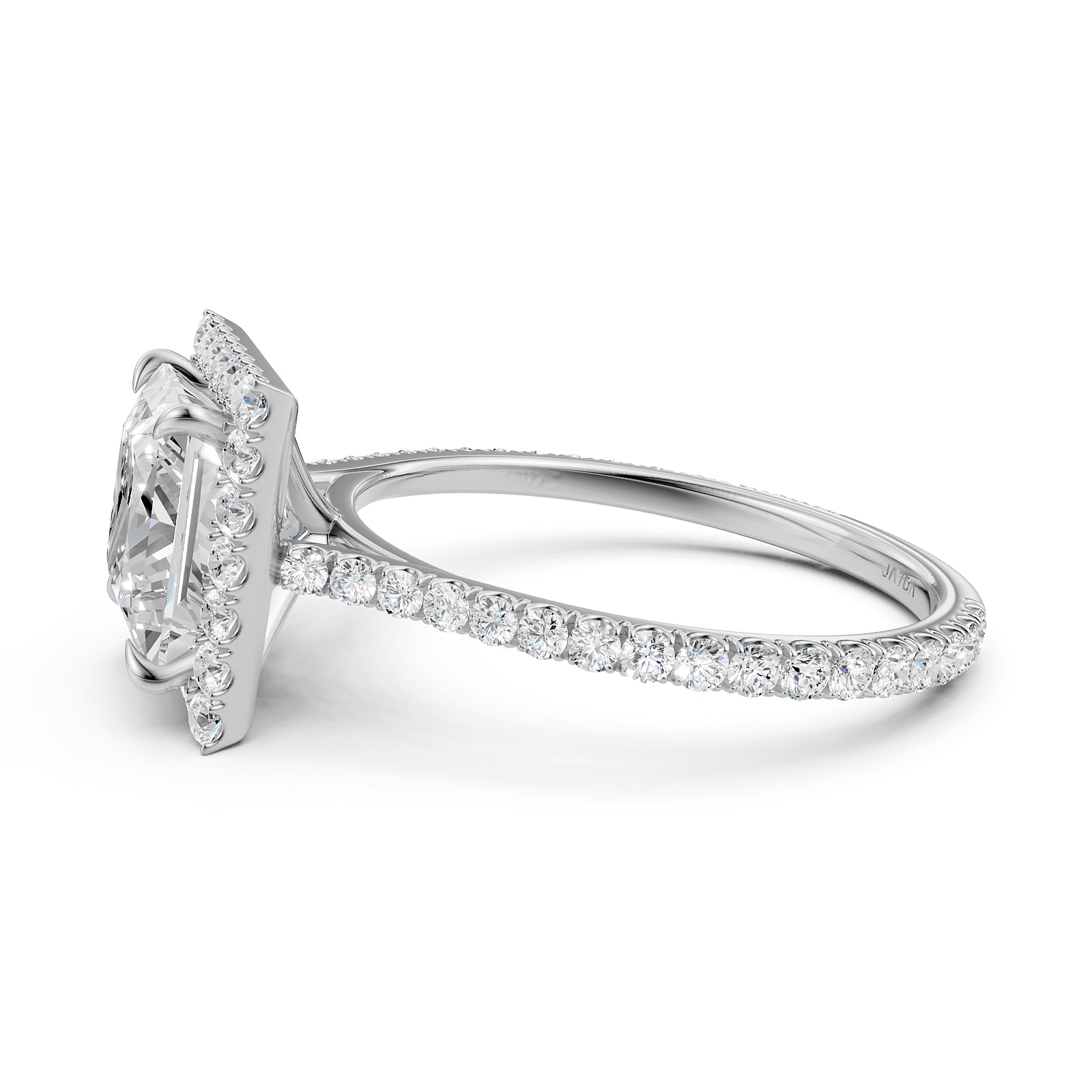 French U Pave Halo 2.54 Ctw. Round IGI Certified Diamond Engagement Ring