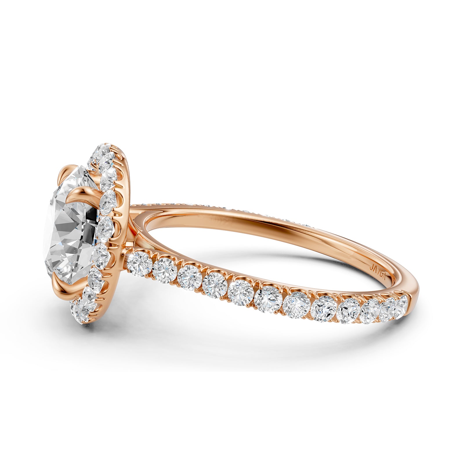 French U Pave Halo 2.54 Ctw. Round IGI Certified Diamond Engagement Ring
