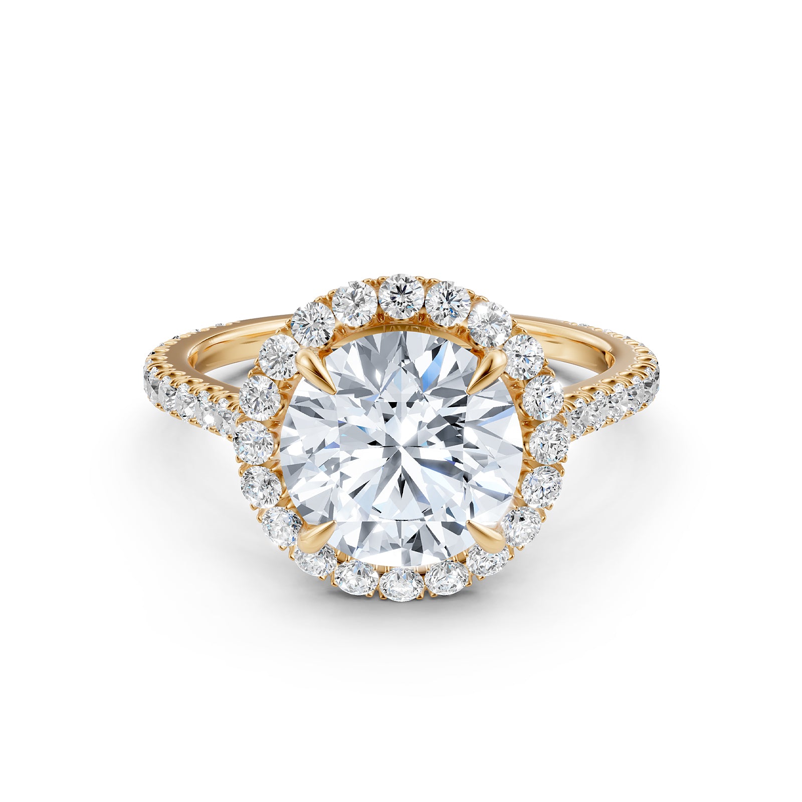 French U Pave Halo 2.54 Ctw. Round IGI Certified Diamond Engagement Ring