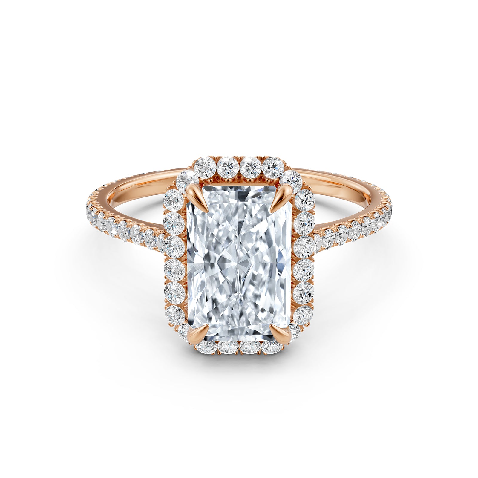 French U Pave Halo 2.54 Ctw. Round IGI Certified Diamond Engagement Ring