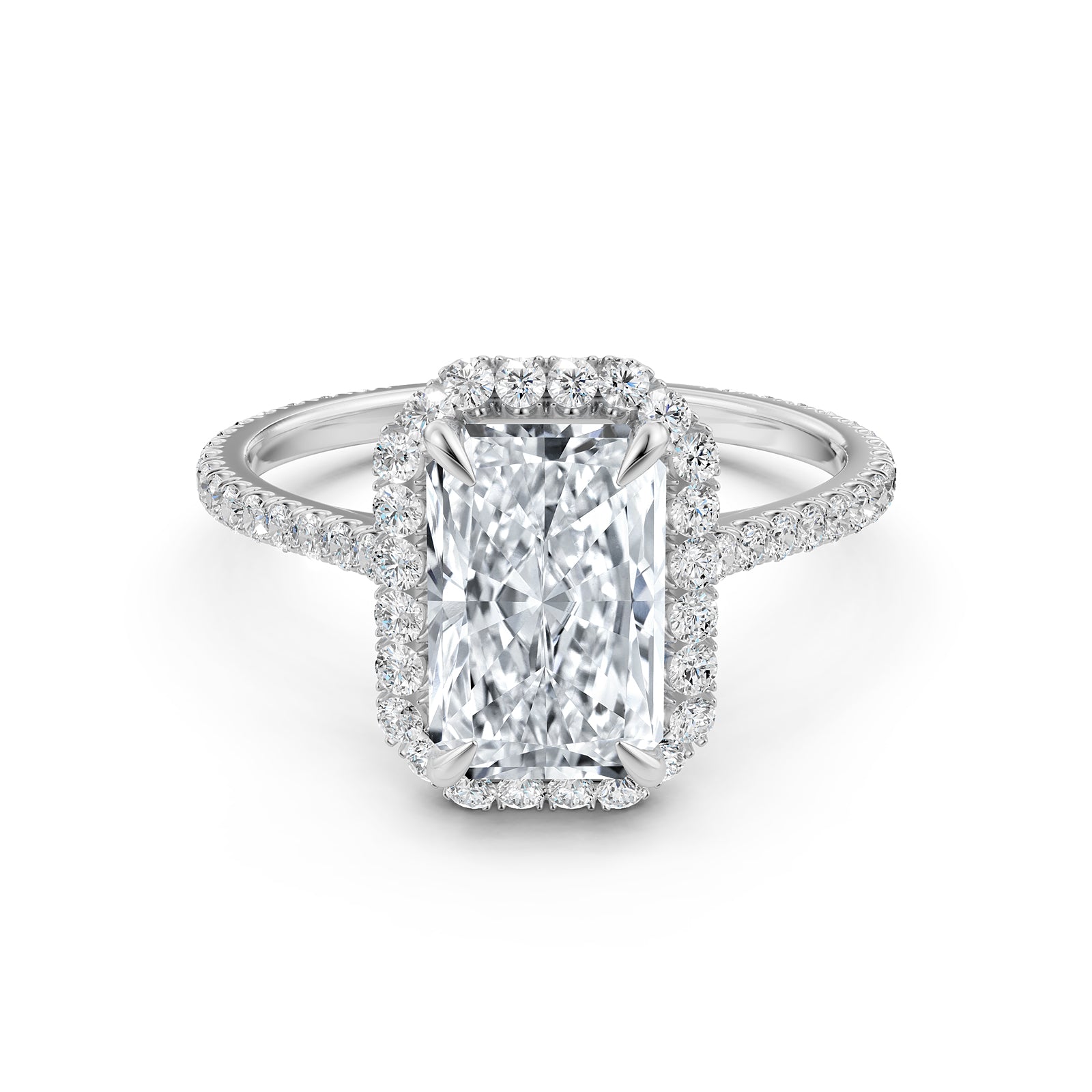 French U Pave Halo 2.54 Ctw. Round IGI Certified Diamond Engagement Ring