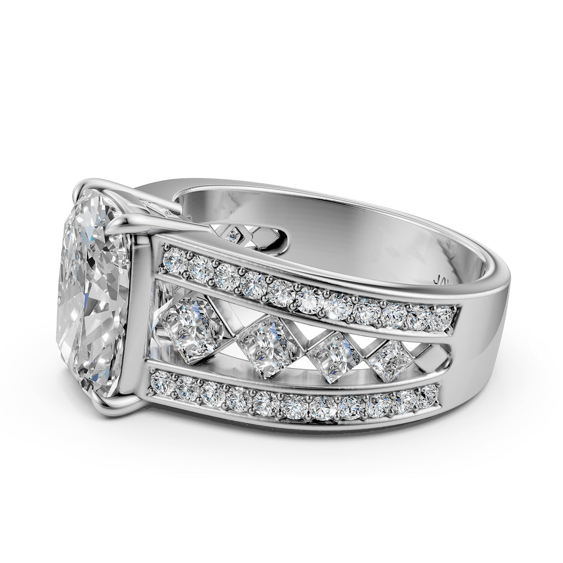 Emerald Cut Lab Grown Diamond Engagement Ring 4.25 Ct IGI Certified with Side Stones