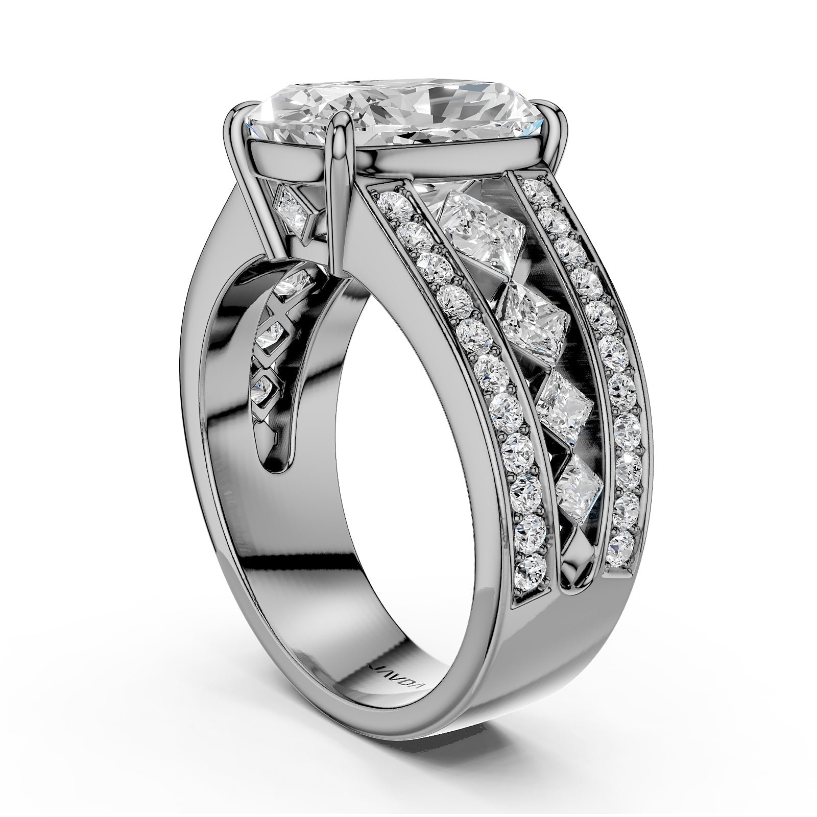 Emerald Cut Lab Grown Diamond Engagement Ring 4.25 Ct IGI Certified with Side Stones