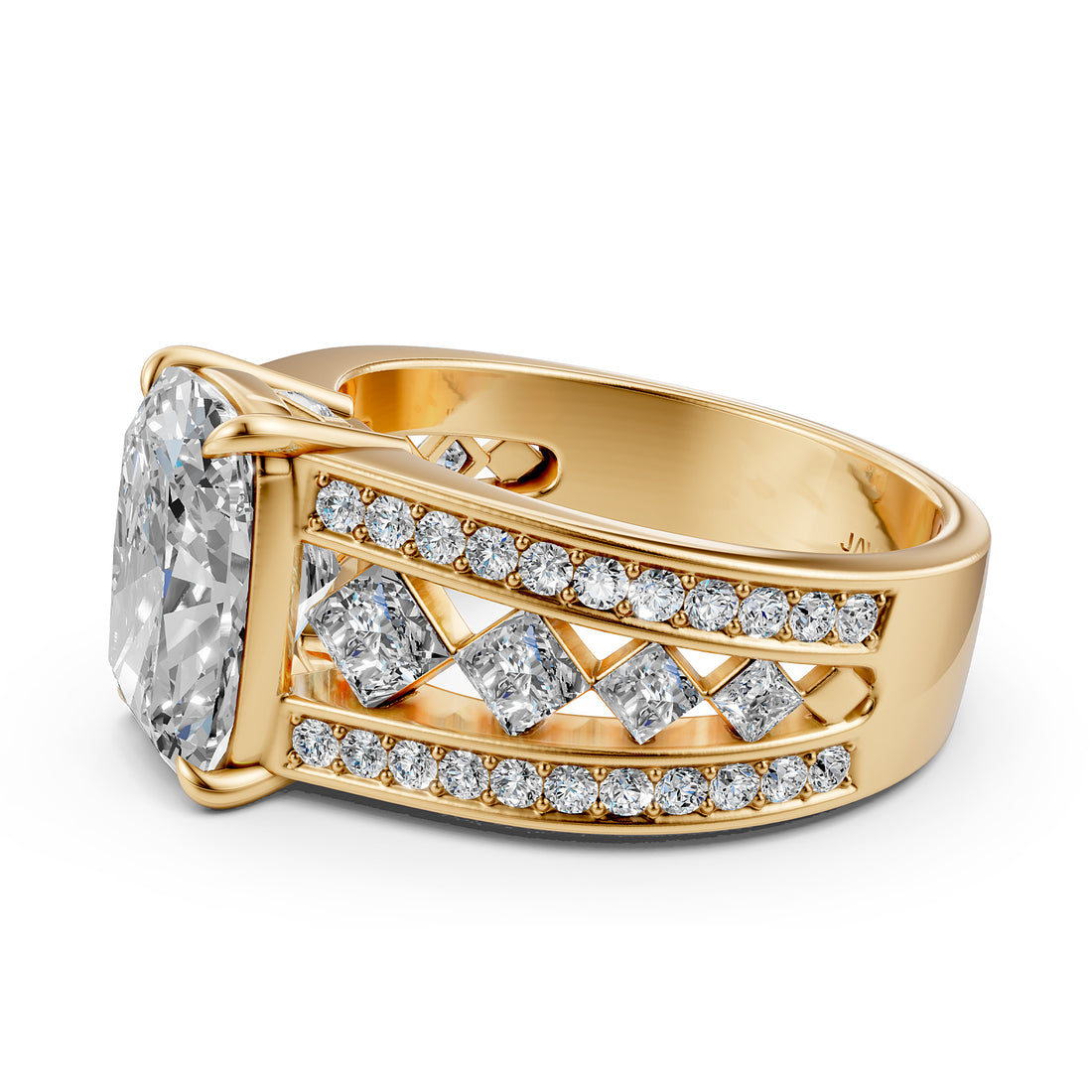 Emerald Cut Lab Grown Diamond Engagement Ring 4.25 Ct IGI Certified with Side Stones