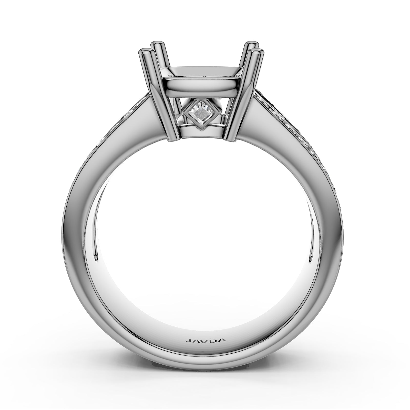 Princess & Round Lab Grown Diamond Semi Mount Engagement Ring 1.25 Ct Pave Setting