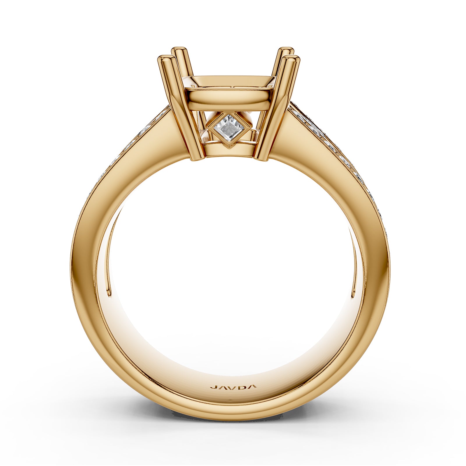 Princess & Round Lab Grown Diamond Semi Mount Engagement Ring 1.25 Ct Pave Setting