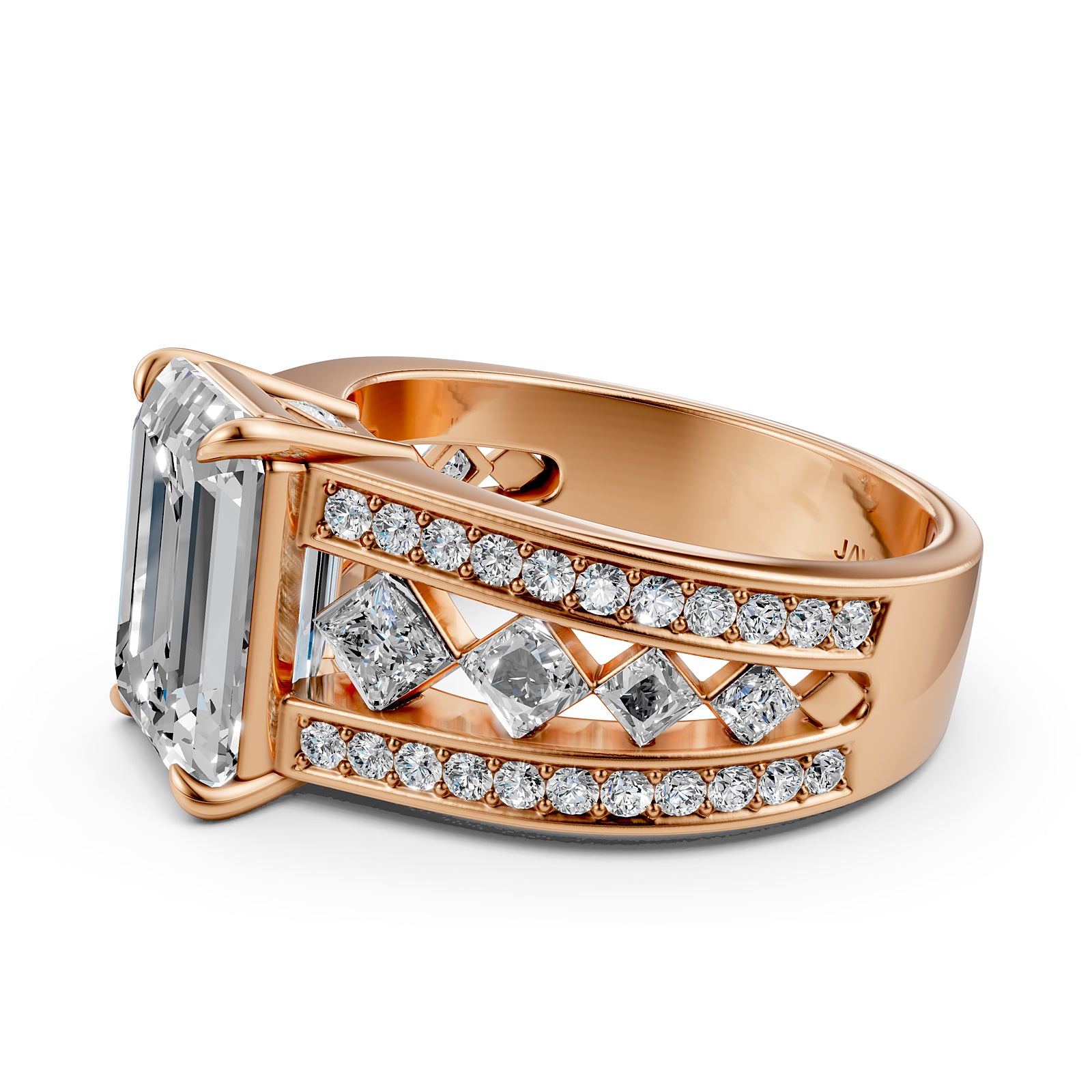 Emerald Cut Lab Grown Diamond Engagement Ring 4.25 Ct IGI Certified with Side Stones