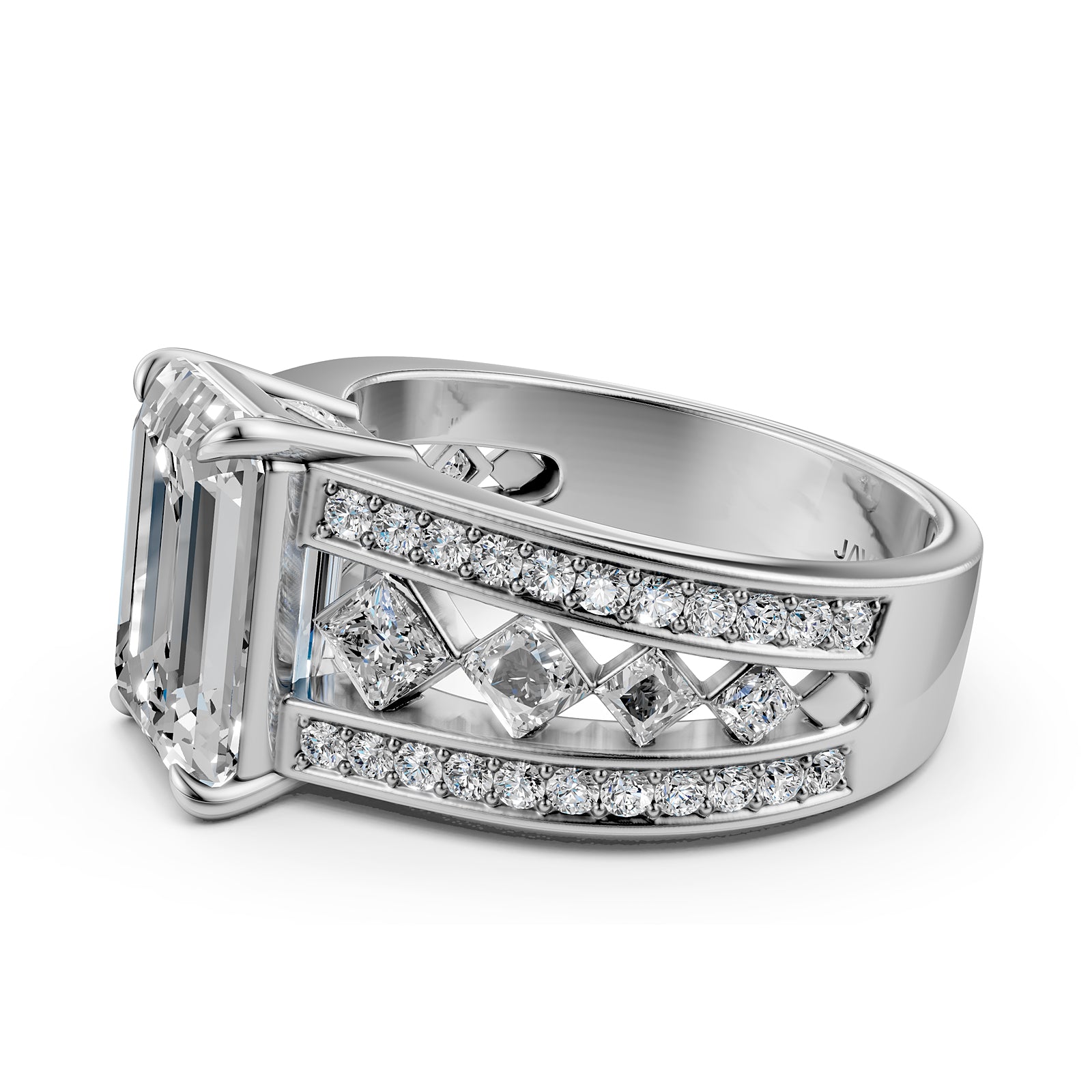 Princess Round Emerald Lab Grown Diamond Engagement Ring