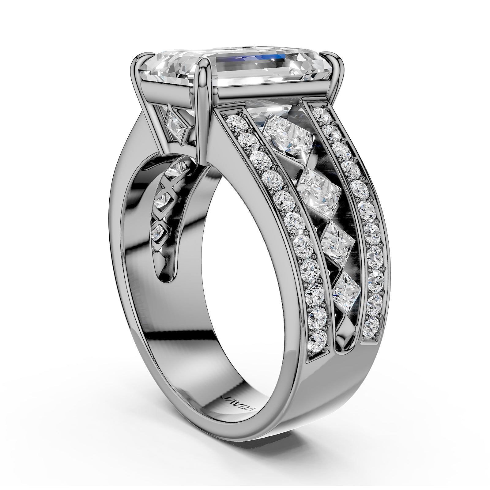 Emerald Cut Lab Grown Diamond Engagement Ring 4.25 Ct IGI Certified with Side Stones