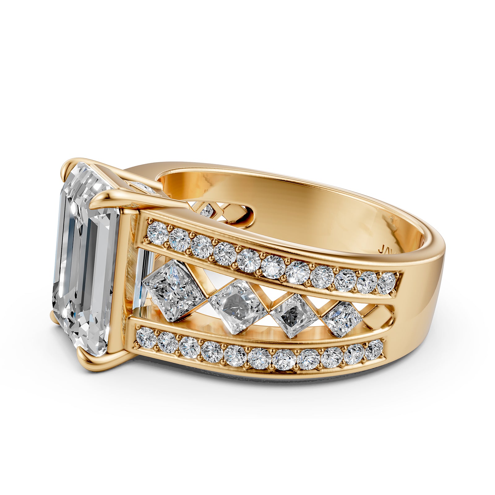 Emerald Cut Lab Grown Diamond Engagement Ring 4.25 Ct IGI Certified with Side Stones