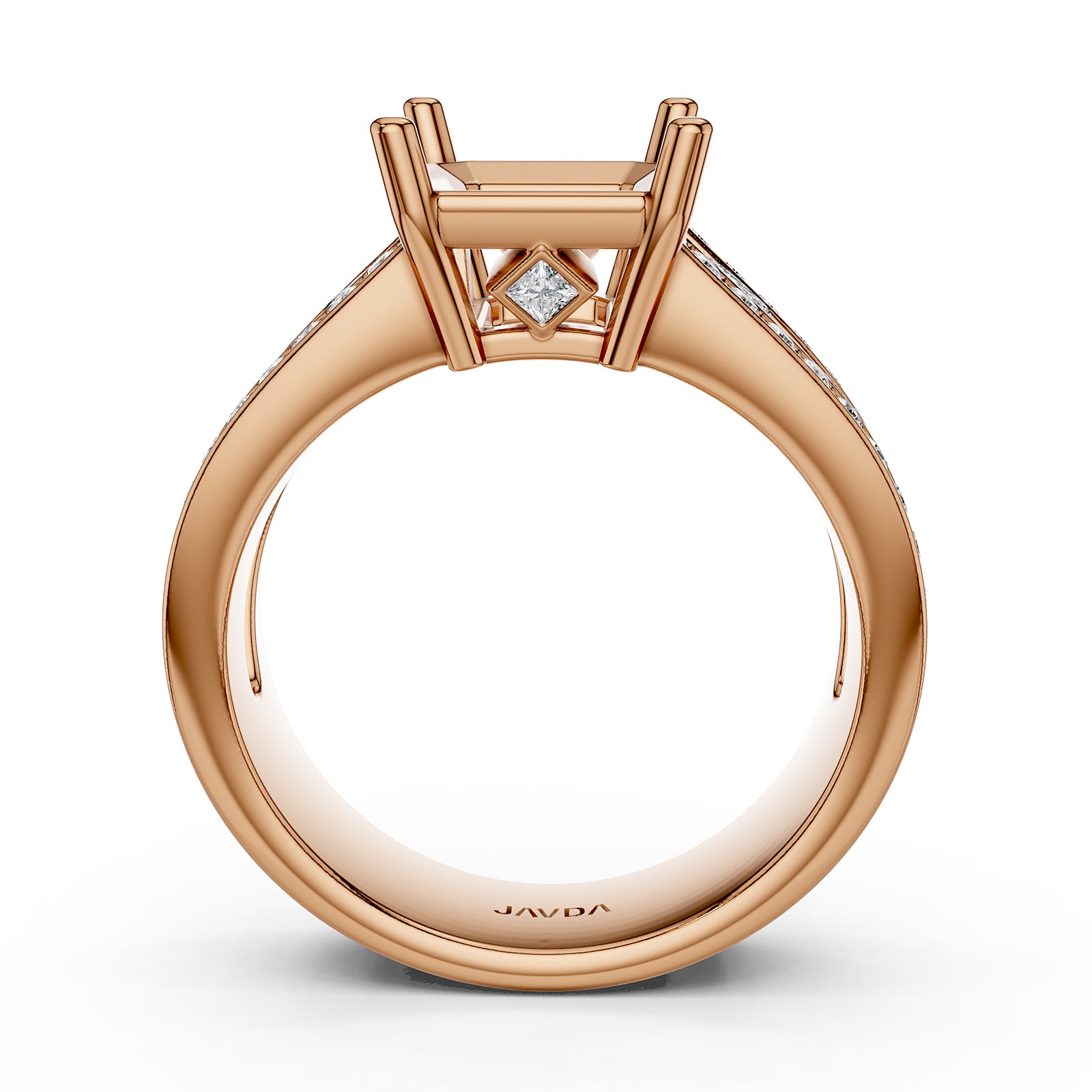 Princess & Round Lab Grown Diamond Semi Mount Engagement Ring 1.25 Ct Pave Setting