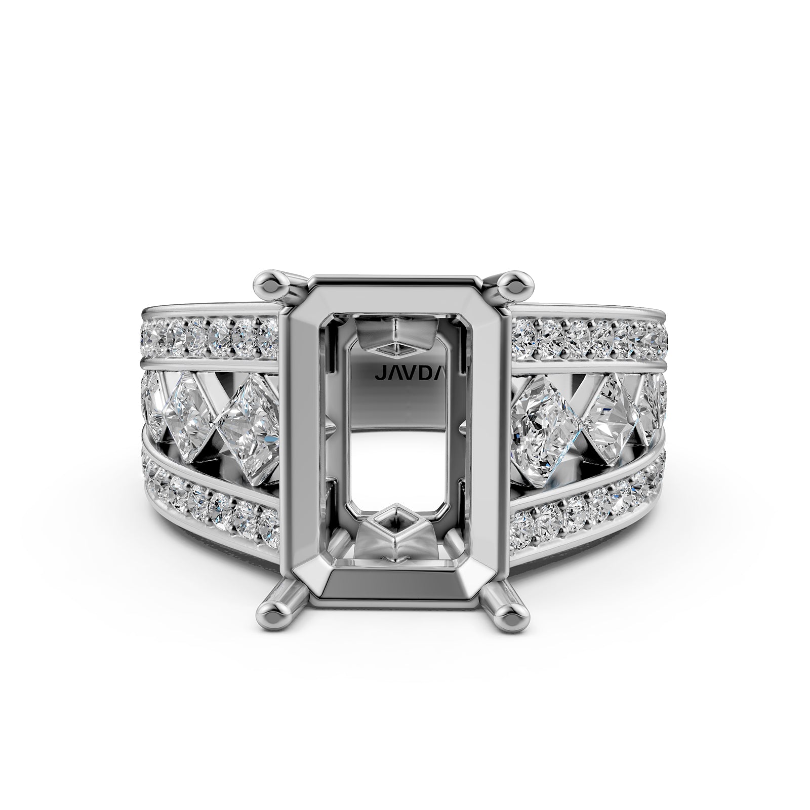 Princess & Round Lab Grown Diamond Semi Mount Engagement Ring 1.25 Ct Pave Setting