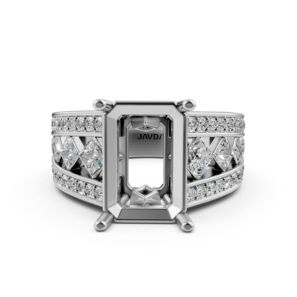 Princess & Round Lab Grown Diamond Semi Mount Engagement Ring 1.25 Ct Pave Setting