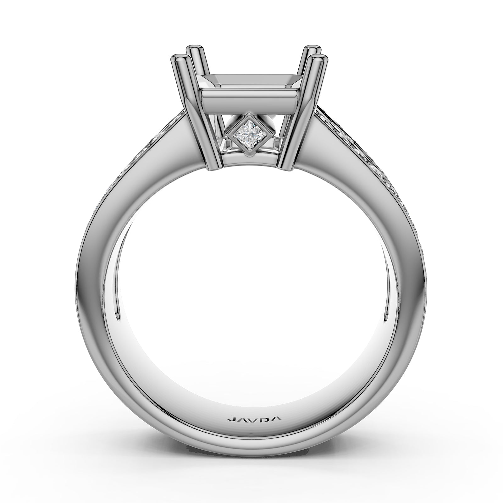 Princess & Round Lab Grown Diamond Semi Mount Engagement Ring 1.25 Ct Pave Setting