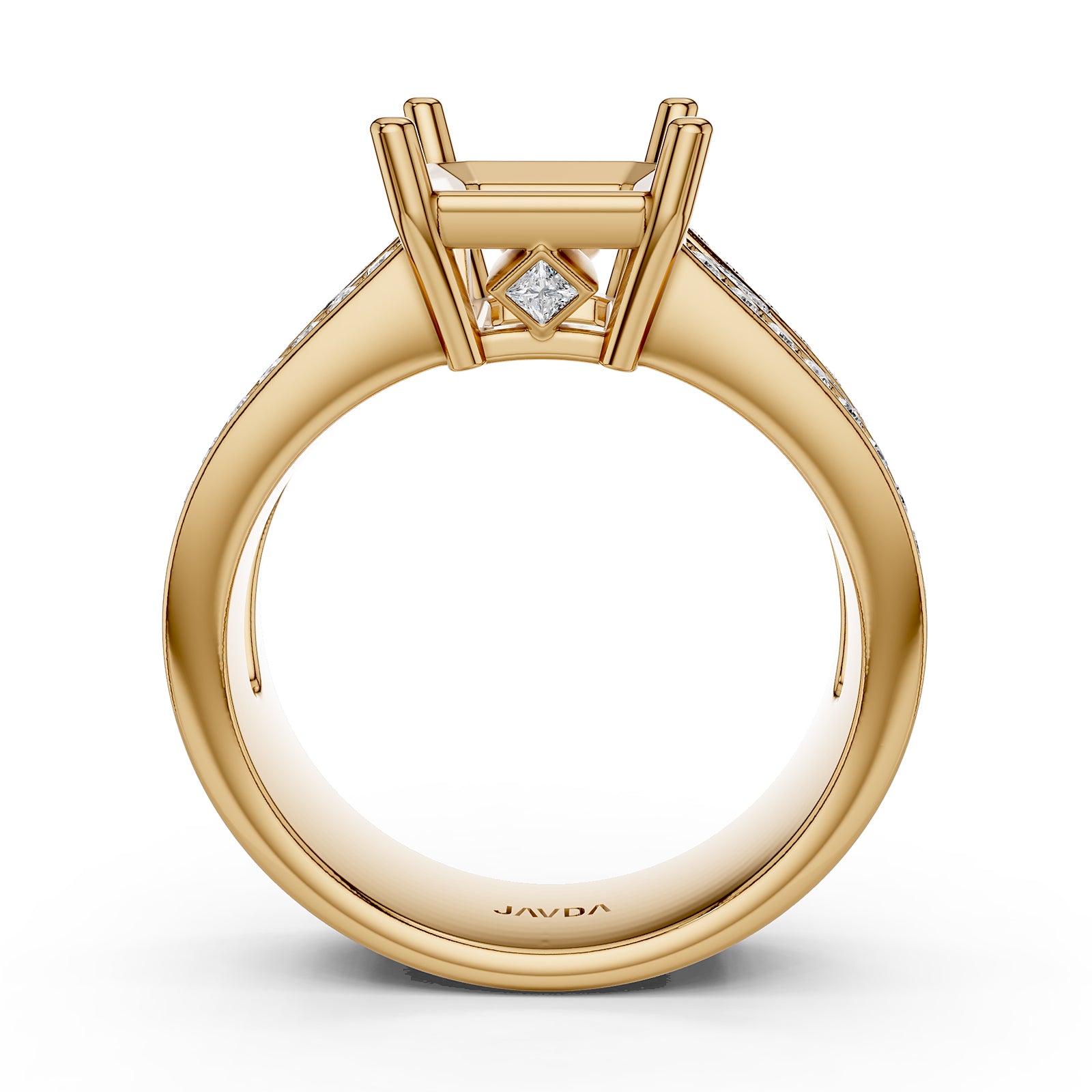 Princess & Round Lab Grown Diamond Semi Mount Engagement Ring 1.25 Ct Pave Setting