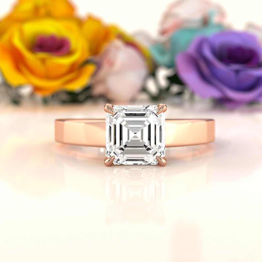 3.5mm Cathedral Style Flat Edge Solitaire Lab Grown Diamond IGI Certified Engagement Ring 4g Setting 1.00 Ctw.
