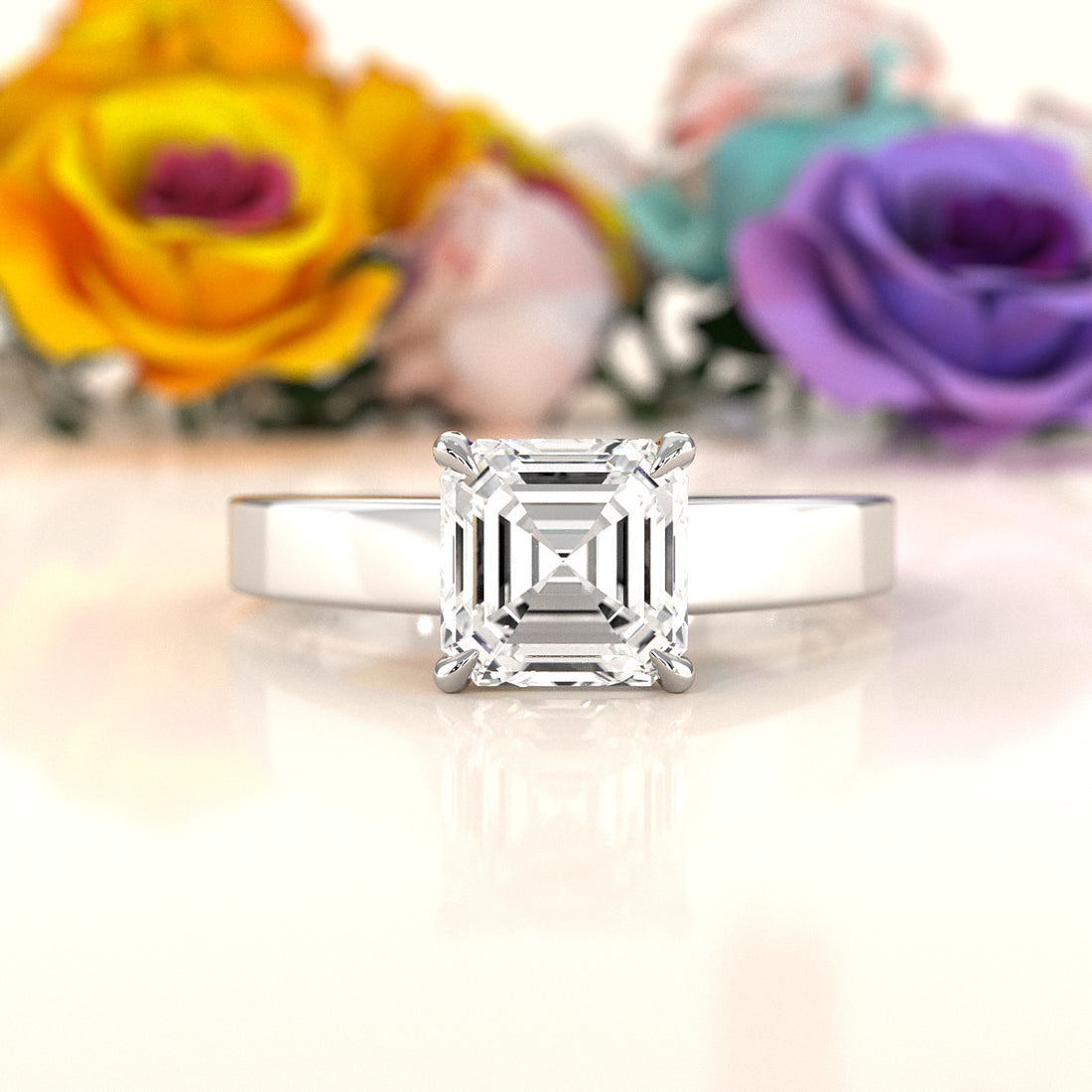 3.5mm Cathedral Style Flat Edge Solitaire Lab Grown Diamond IGI Certified Engagement Ring 4g Setting 1.00 Ctw.