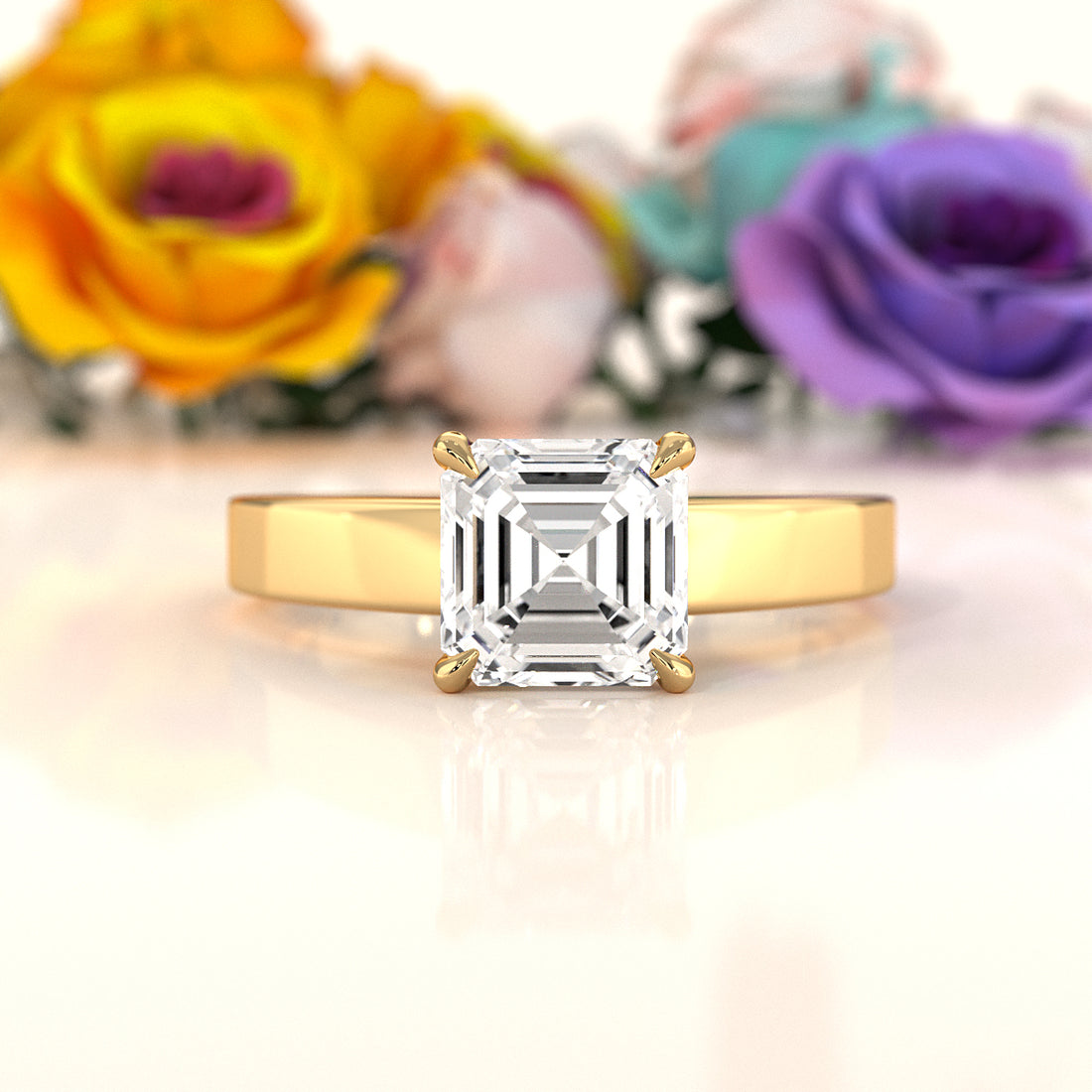 3.5mm Cathedral Style Flat Edge Solitaire Lab Grown Diamond IGI Certified Engagement Ring 4g Setting 1.00 Ctw.