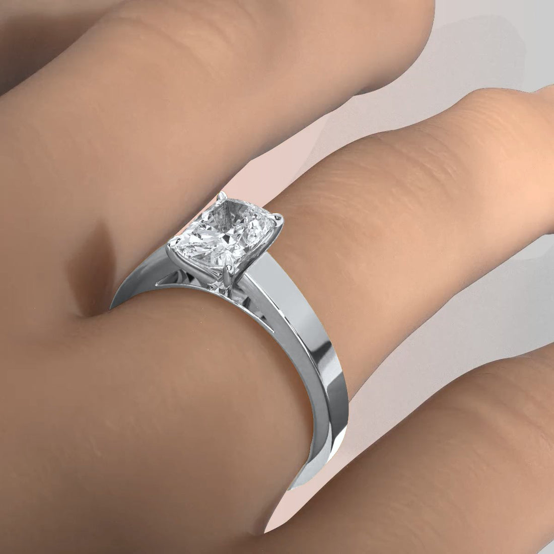 3.5mm Cathedral Style Flat Edge Solitaire Lab Grown Diamond IGI Certified Engagement Ring 4g Setting 1.00 Ctw.