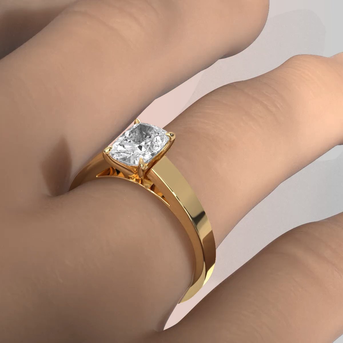 3.5mm Cathedral Style Flat Edge Solitaire Lab Grown Diamond IGI Certified Engagement Ring 4g Setting 1.00 Ctw.