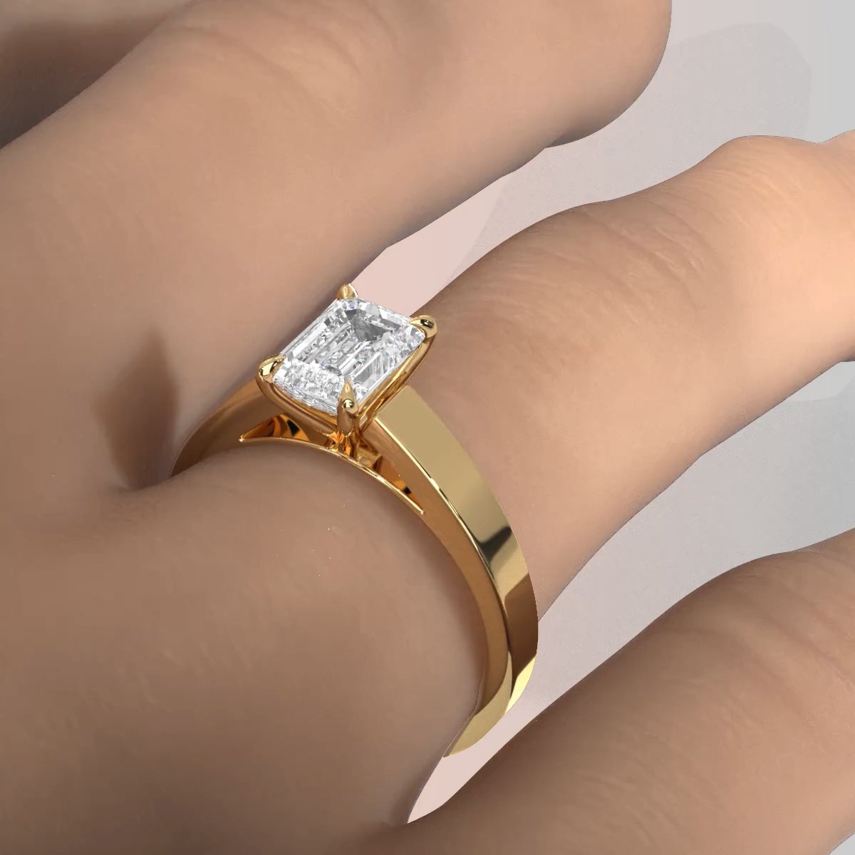 3.5mm Cathedral Style Flat Edge Solitaire Lab Grown Diamond IGI Certified Engagement Ring 4g Setting 1.00 Ctw.