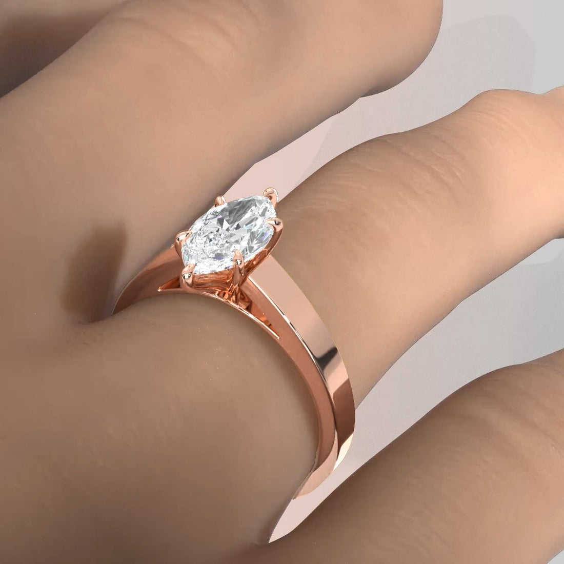 3.5mm Cathedral Style Flat Edge Solitaire Lab Grown Diamond IGI Certified Engagement Ring 4g Setting 1.00 Ctw.