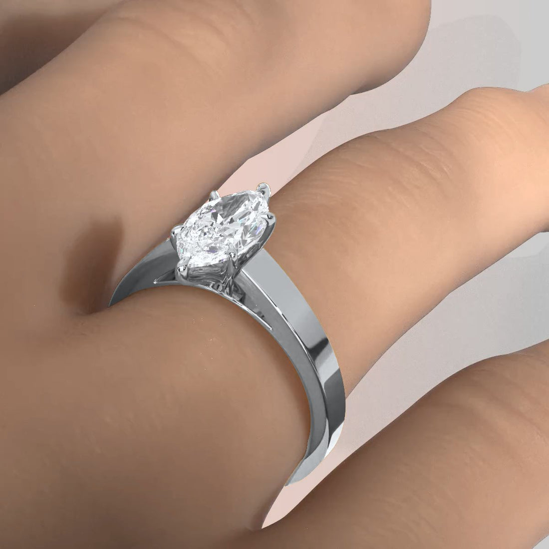 3.5mm Cathedral Style Flat Edge Solitaire Lab Grown Diamond IGI Certified Engagement Ring 4g Setting 1.00 Ctw.