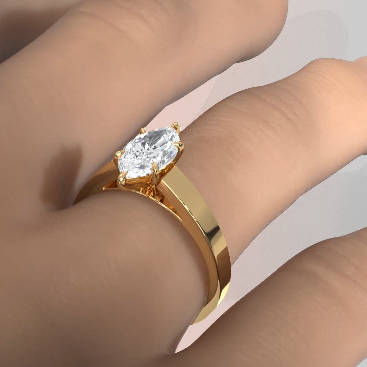 3.5mm Cathedral Style Flat Edge Solitaire Lab Grown Diamond IGI Certified Engagement Ring 4g Setting 1.00 Ctw.