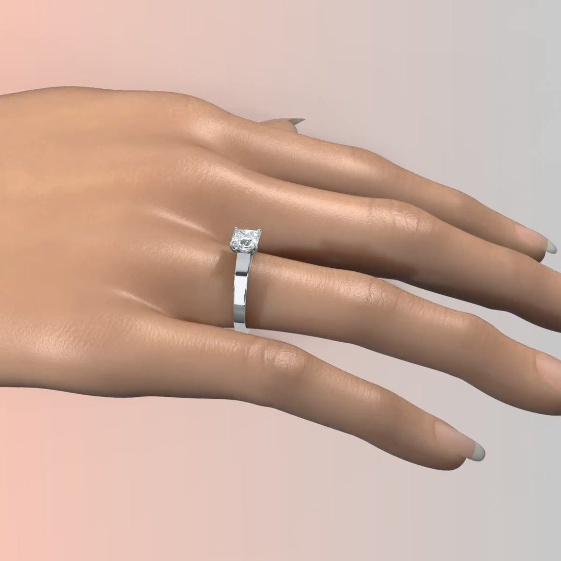 3.5mm Cathedral Style Flat Edge Solitaire Lab Grown Diamond IGI Certified Engagement Ring 4g Setting 1.00 Ctw.