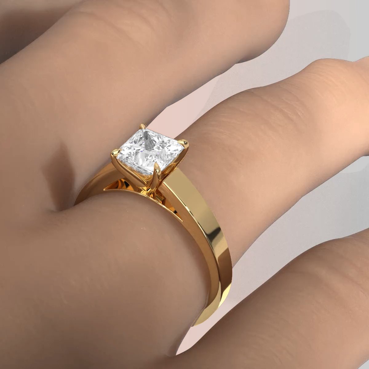 3.5mm Cathedral Style Flat Edge Solitaire Lab Grown Diamond IGI Certified Engagement Ring 4g Setting 1.00 Ctw.