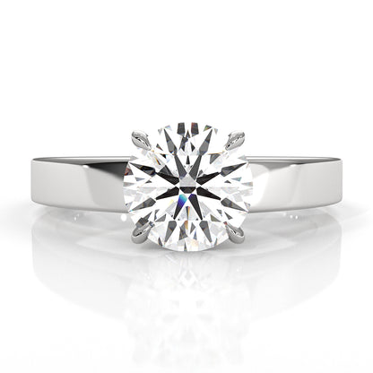 3.5mm Cathedral Style Flat Edge Solitaire Lab Grown Diamond IGI Certified Engagement Ring 4g Setting 1.00 Ctw.