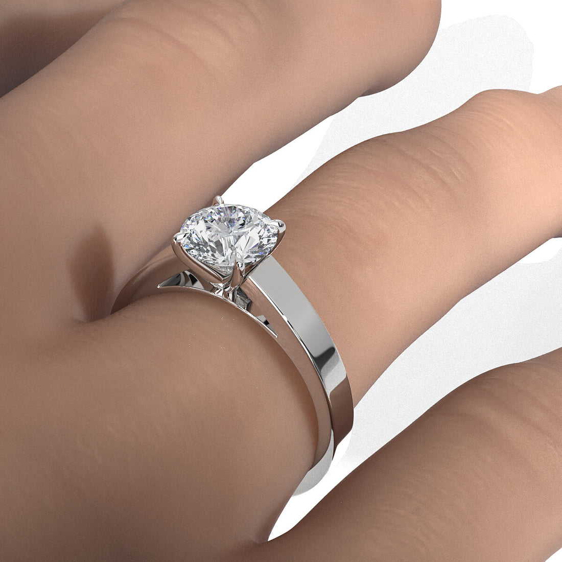 3.5mm Cathedral Style Flat Edge Solitaire Lab Grown Diamond IGI Certified Engagement Ring 4g Setting 1.00 Ctw.