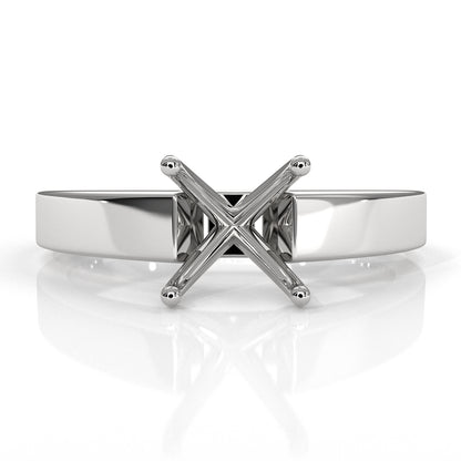 4g Cathedral Style Flat Edge Solitaire Semi Mount Engagement Ring Setting 3.5mm