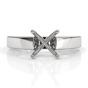 4g Cathedral Style Flat Edge Solitaire Semi Mount Engagement Ring Setting 3.5mm