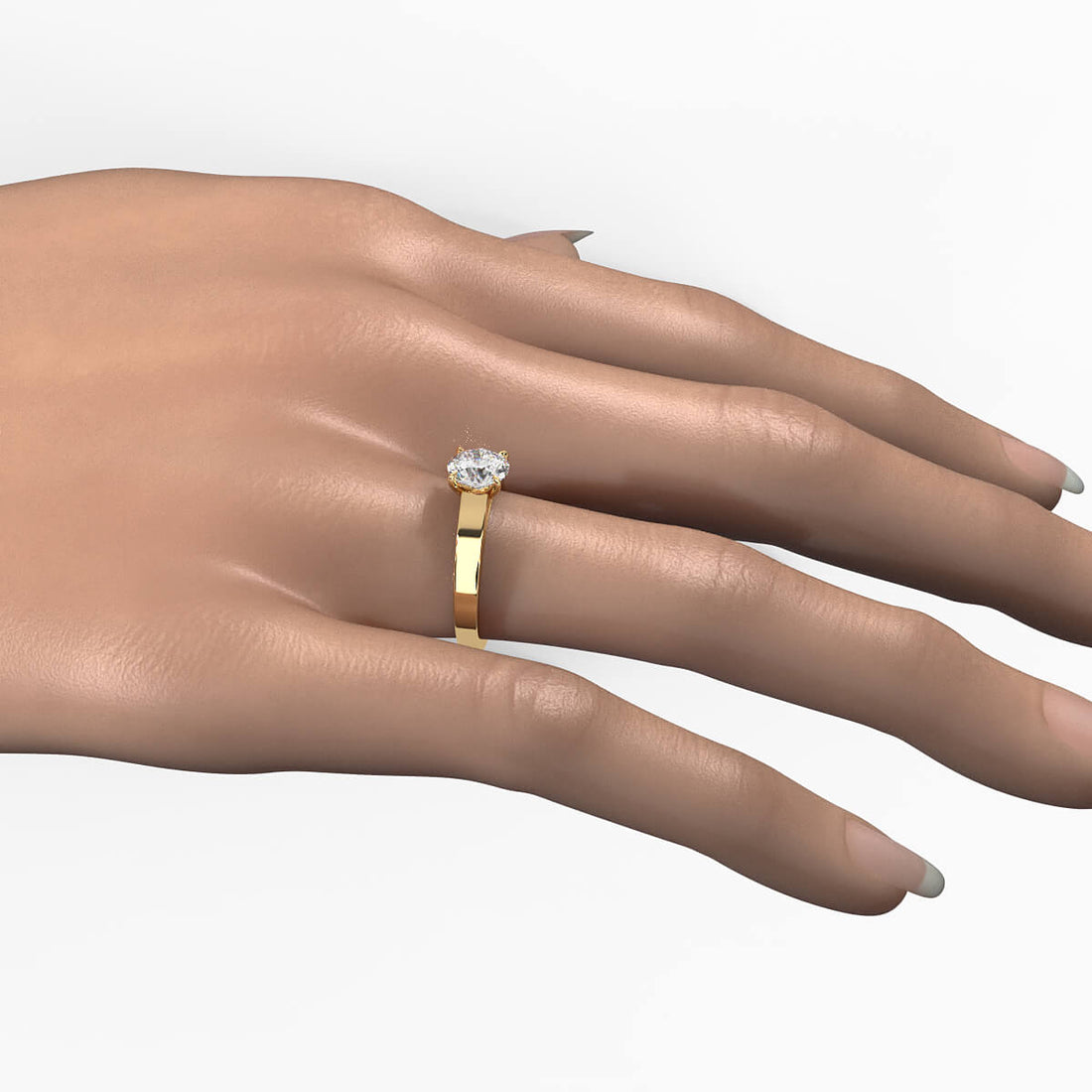 3.5mm Cathedral Style Flat Edge Solitaire Lab Grown Diamond IGI Certified Engagement Ring 4g Setting 1.00 Ctw.