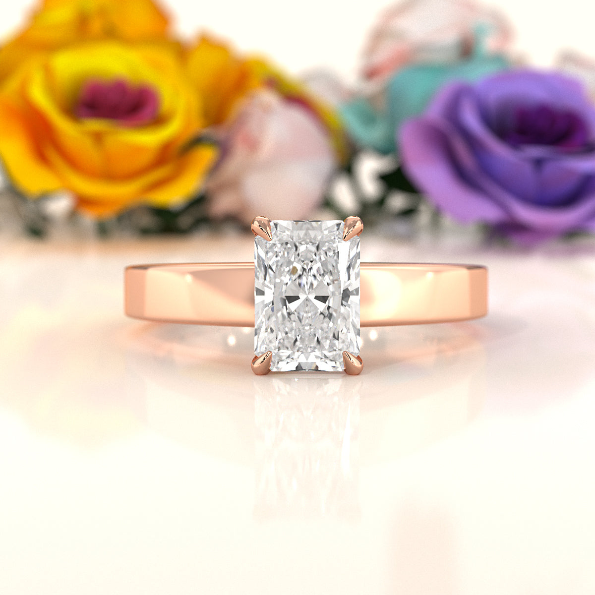3.5mm Cathedral Style Flat Edge Solitaire Lab Grown Diamond IGI Certified Engagement Ring 4g Setting 1.00 Ctw.