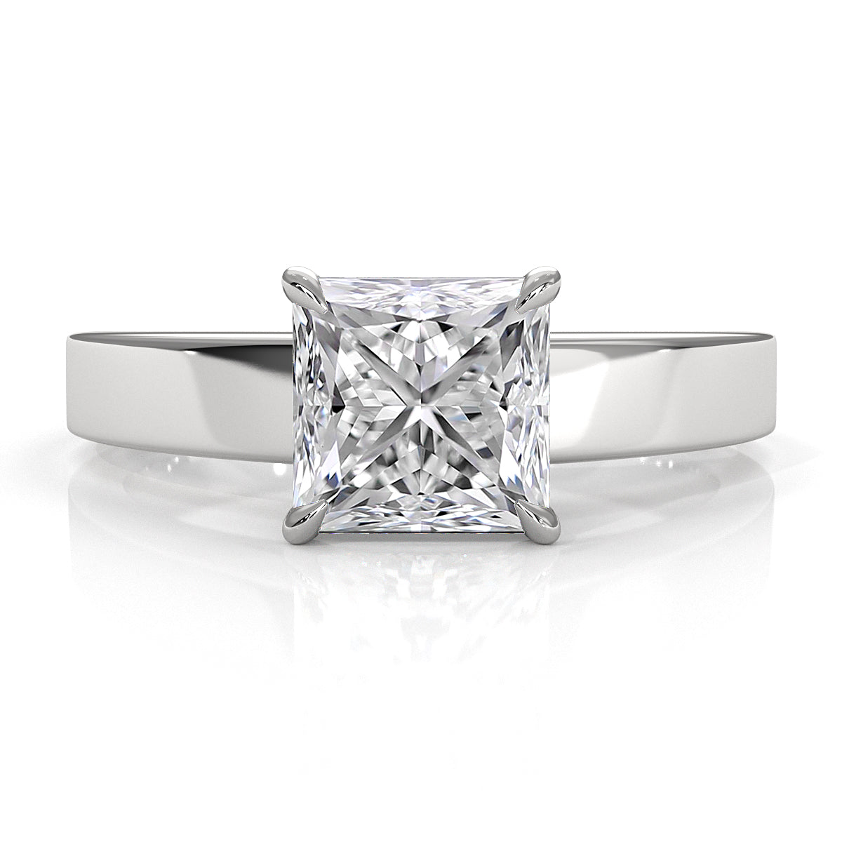 3.5mm Cathedral Style Flat Edge Solitaire Lab Grown Diamond IGI Certified Engagement Ring 4g Setting 1.00 Ctw.