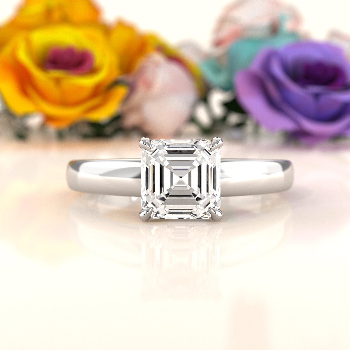 5.5g Prong Set Solitaire Lab Grown Diamond Engagement Ring Cathedral Setting IGI Certified 1.00 Ctw.