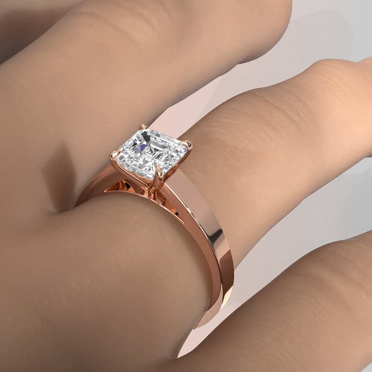 5.5g Prong Set Solitaire Lab Grown Diamond Engagement Ring Cathedral Setting IGI Certified 1.00 Ctw.