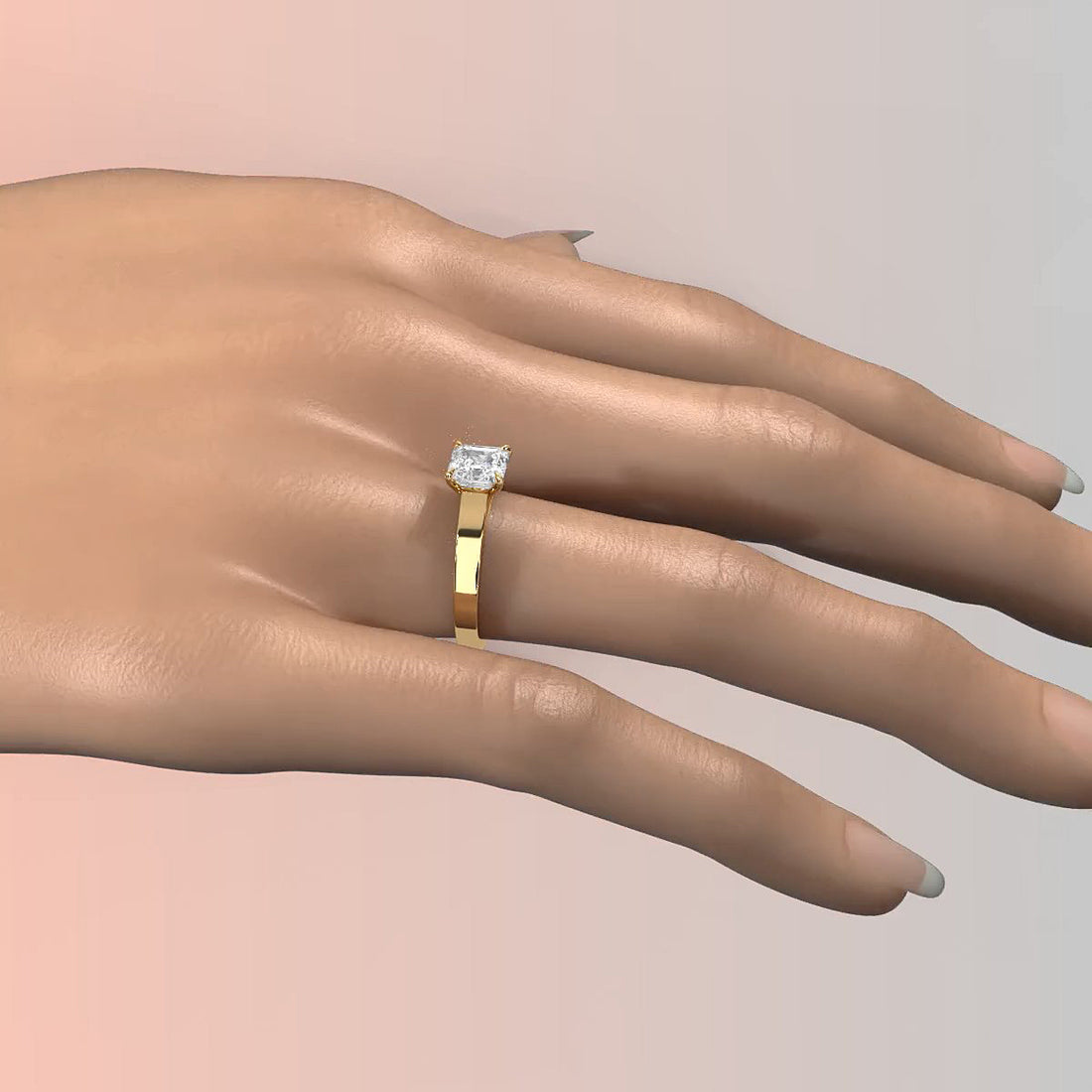 5.5g Prong Set Solitaire Lab Grown Diamond Engagement Ring Cathedral Setting IGI Certified 1.00 Ctw.