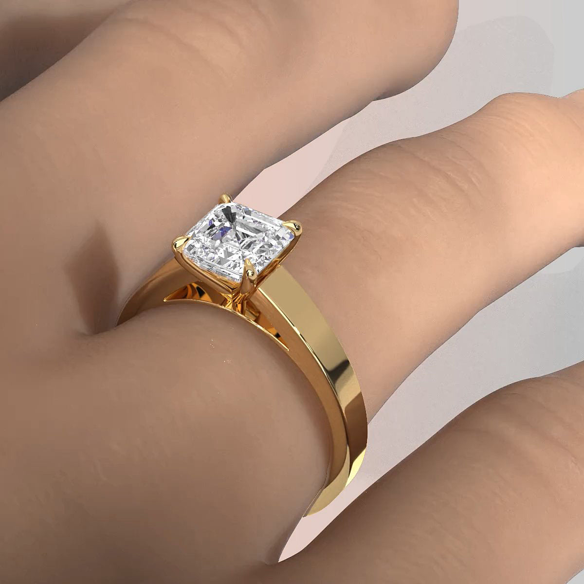 5.5g Prong Set Solitaire Lab Grown Diamond Engagement Ring Cathedral Setting IGI Certified 1.00 Ctw.