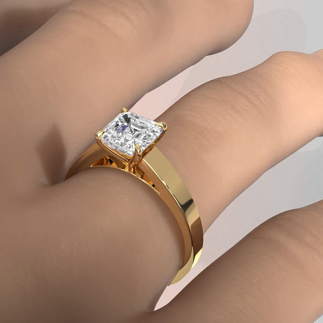 5.5g Prong Set Solitaire Lab Grown Diamond Engagement Ring Cathedral Setting IGI Certified 1.00 Ctw.