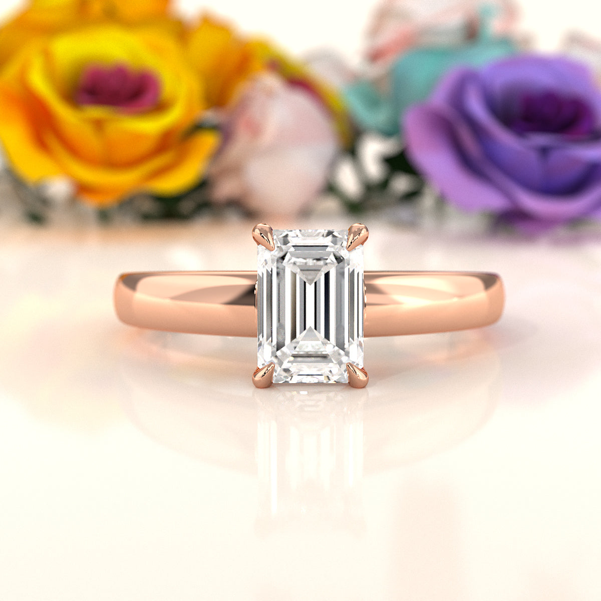 5.5g Prong Set Solitaire Lab Grown Diamond Engagement Ring Cathedral Setting IGI Certified 1.00 Ctw.